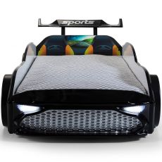 Дитяча ліжко машина GT18 4x4 Turbo Black з підсвіткою, спойлер